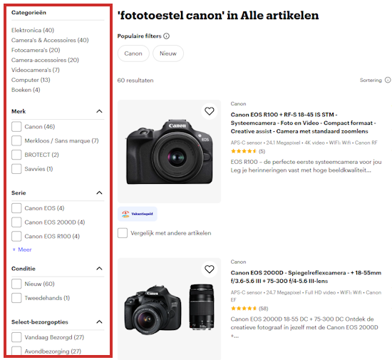 Zoekopdracht filteren bij bol.com Zoekopdracht filteren bij bol.com